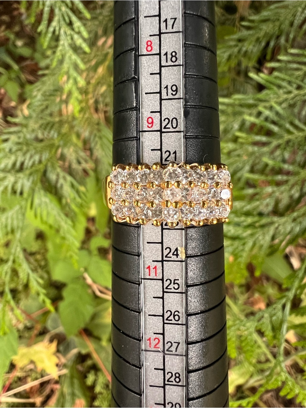 Gold Tone Crystal Mesh Band Ring - Clear Stones - Picture 1 of 6